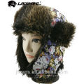 Custom ladies fake furry winter hat trapper hat